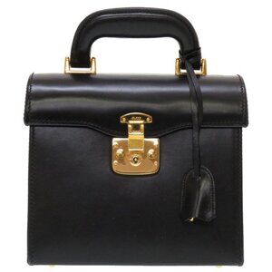 Gucci Lady Lock Leather Black Gold Hardware 000 01 0246 Vanity Bag Handbag